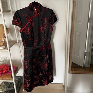 Pinup Traditional Chinese Qipao Ornamental Brocade Midi Dress